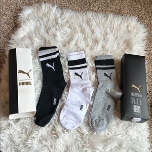 Puma Men's Athletic Socks in Black, Gray, and White